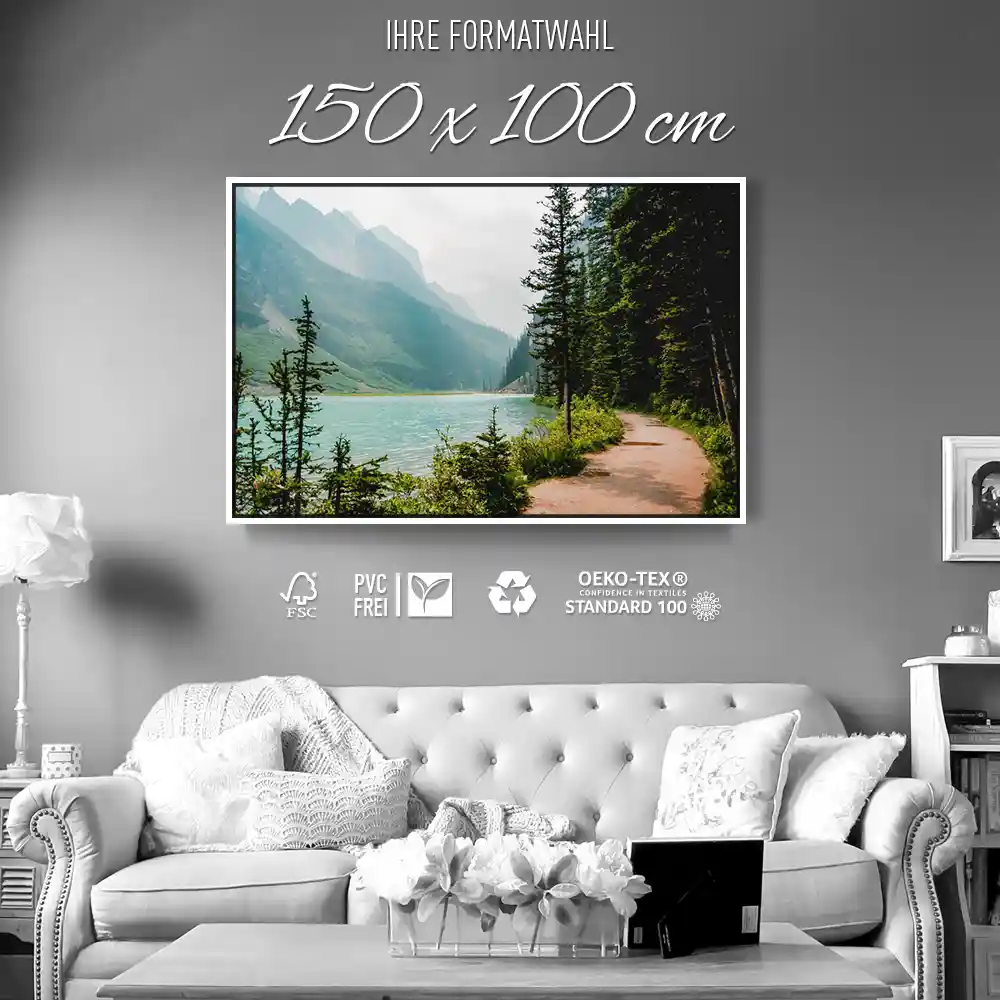 Flüsse & Seen Banff National Park Kanada im weißen Bilderrahmen, 150x100cm