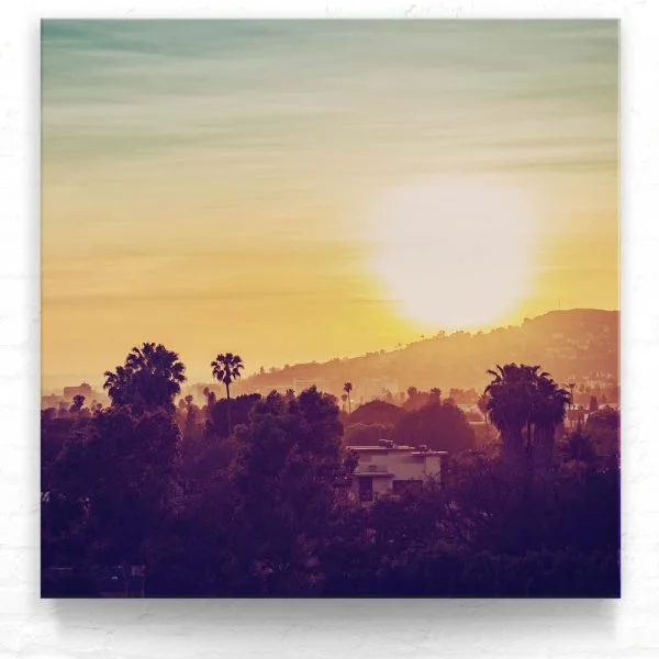 Skyline Los Angeles sunset als Leinwand Bild 50x50cm