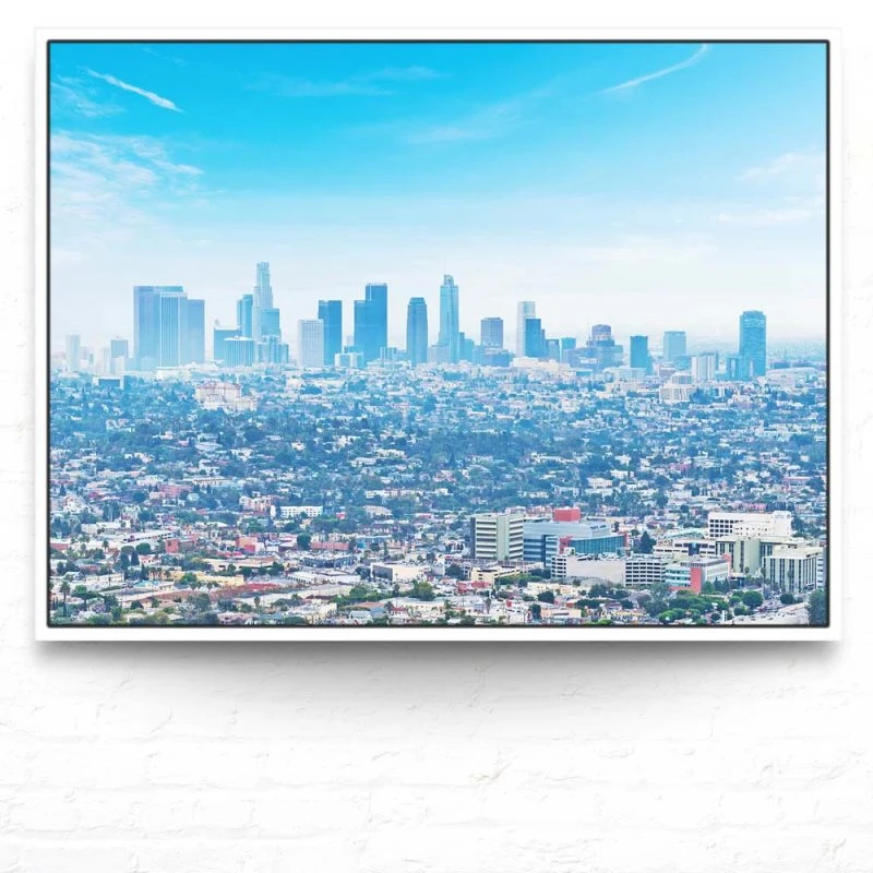 Skyline Los Angeles Panorama im weißen Bilderrahmen, 160x120cm