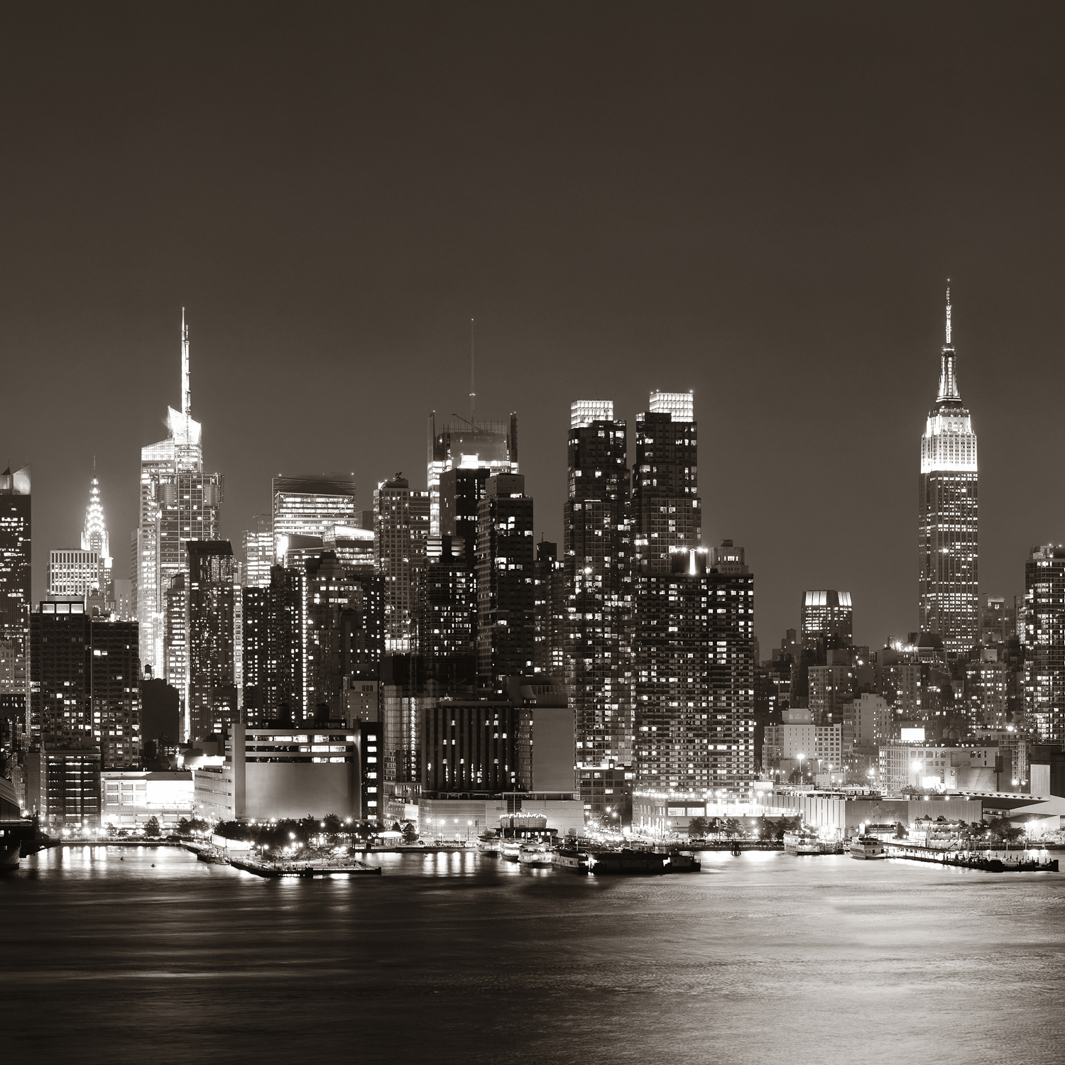 Poster 50x50cm New York nachts Skyline