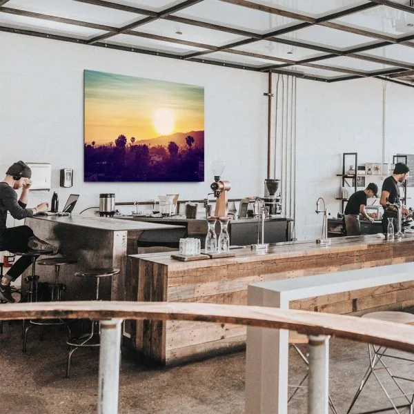 Skyline Los Angeles sunset als Alu-Dibond Bild 90x60cm