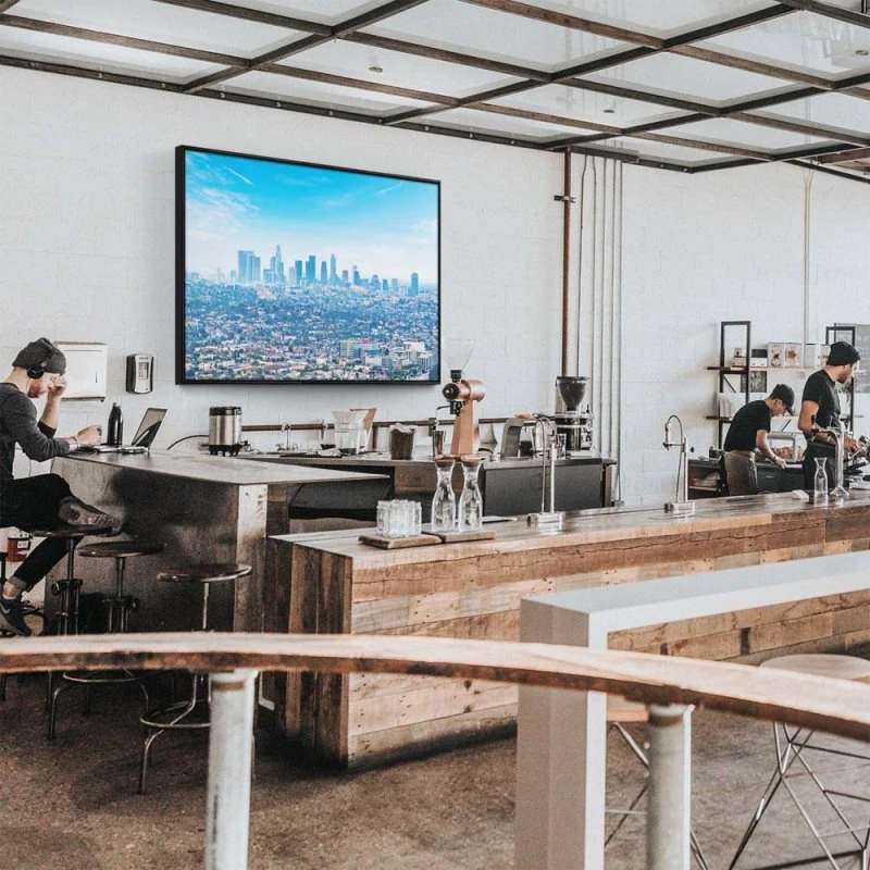 Skyline Los Angeles Panorama im schwarzen Bilderrahmen, 150x100cm