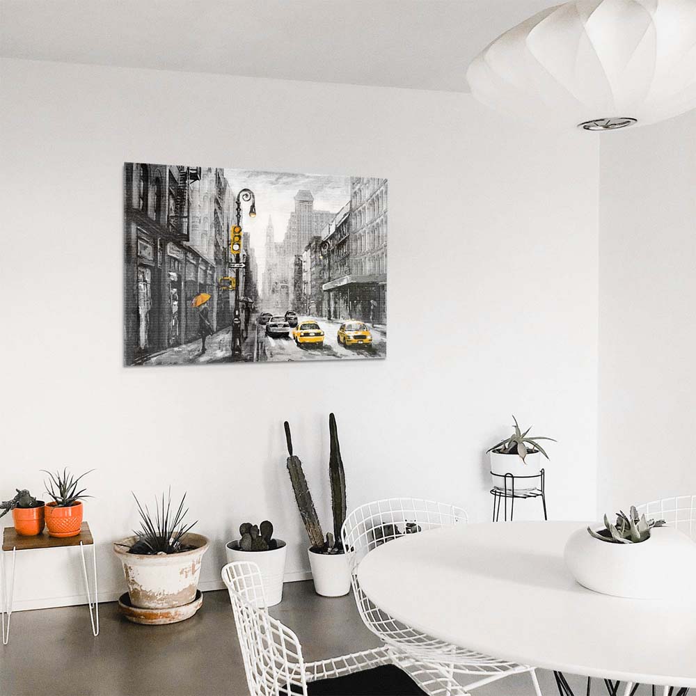 Panorama Acrylglasbild 180x90cm Skyline Gemäldeoptik, schwarz weiß, 