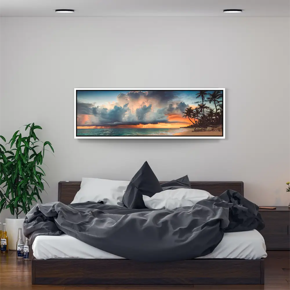 Strand & Meer Dominikanische Republik im weißen Bilderrahmen, 150x50cm