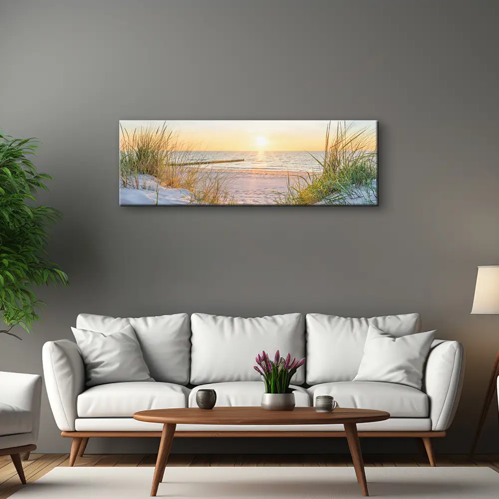 Strand & Meer Ostsee Sonnenuntergang als Leinwand Bild 150x50cm