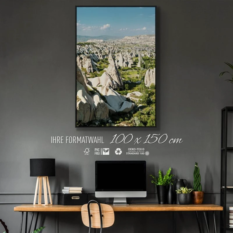 Berge & Gebirge Kappadokien Türkei im Hochformat 100x150cm mit schwarzen Bilderrahmen