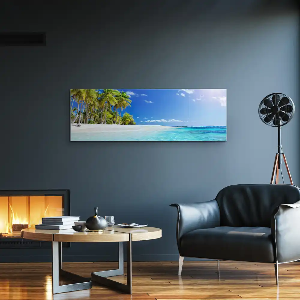 Strand & Meer Beach Palmen als Acrylglasverbund Bild 150x50cm