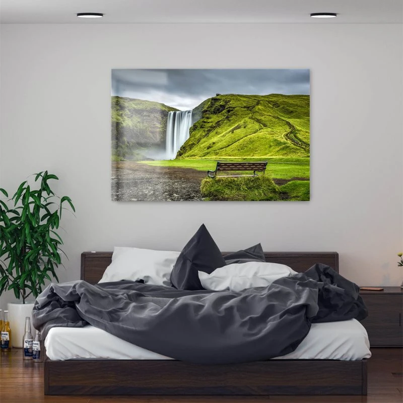200x150cm großes Acrylglasbild, Berge & Gebirge Skogafoss Wasserfall Island