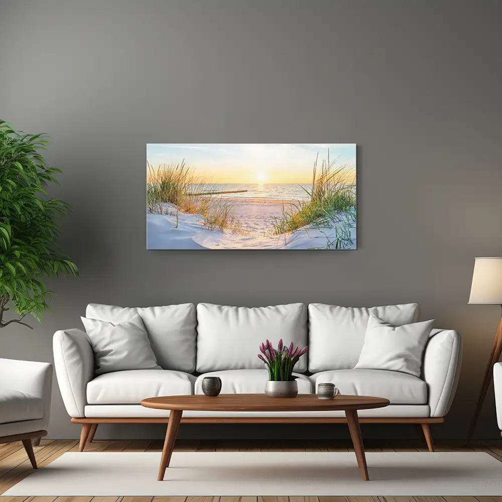 Strand & Meer Ostsee Sonnenuntergang als Alu-Dibond Bild 120x60cm
