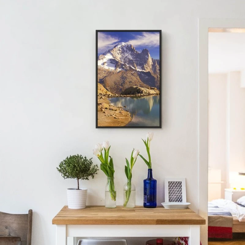 Berge & Gebirge Crystal Lakes Franz. Alpen im Hochformat 40x60cm mit schwarzen Bilderrahmen