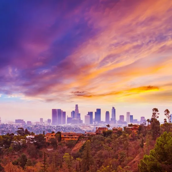 Skyline Los Angeles hills als Alu-Dibond Bild 50x50cm