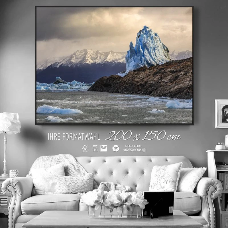 Berge & Gebirge Perito Moreno Gletscher im schwarzen Bilderrahmen, 200x150cm