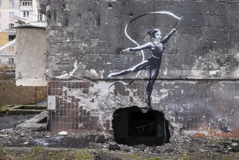Poster 90x60cm groß, Banksy Ukraine Ballerina 2