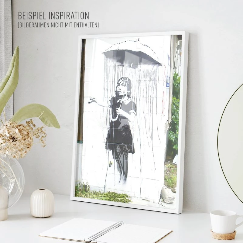 Poster 40x60cm im Hochformat, girl with umbrella Banksy Art