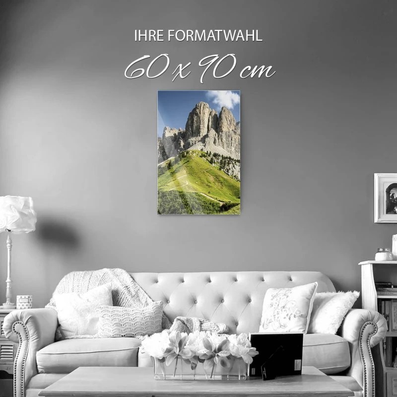 Berge & Gebirge im Hochformat, Dolomiten Panorama als Acrylglas Bild 60x90cm