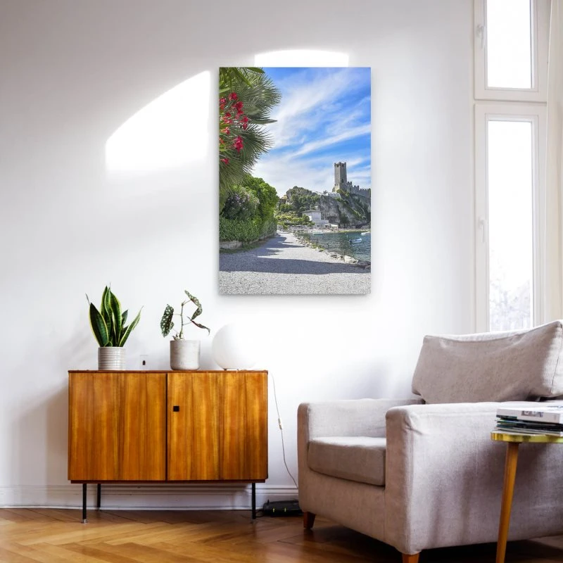 Poster 40x60cm im Hochformat, Gardasee Malcesine Strand & Meer