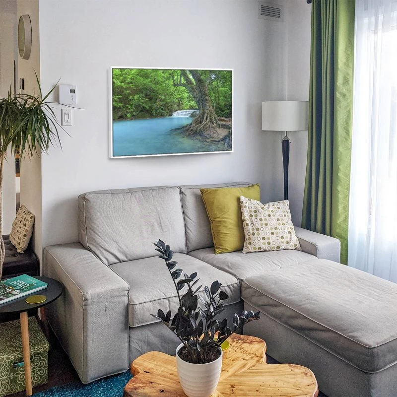 Wasserfall Fluss Thailand im weißen Bilderrahmen, 120x60cm
