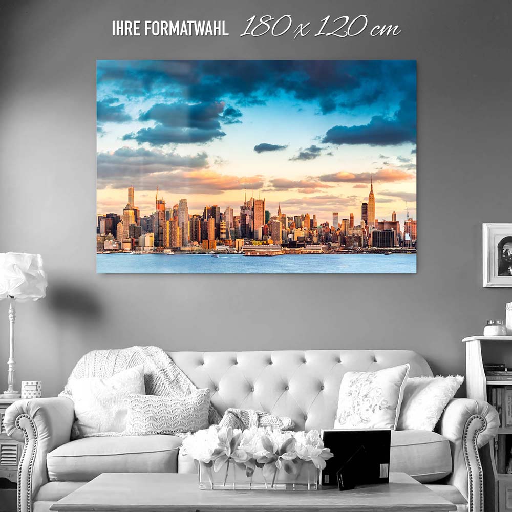XXL Acrylglasbild 180x120cm groß, Skyline Panorama von New York
