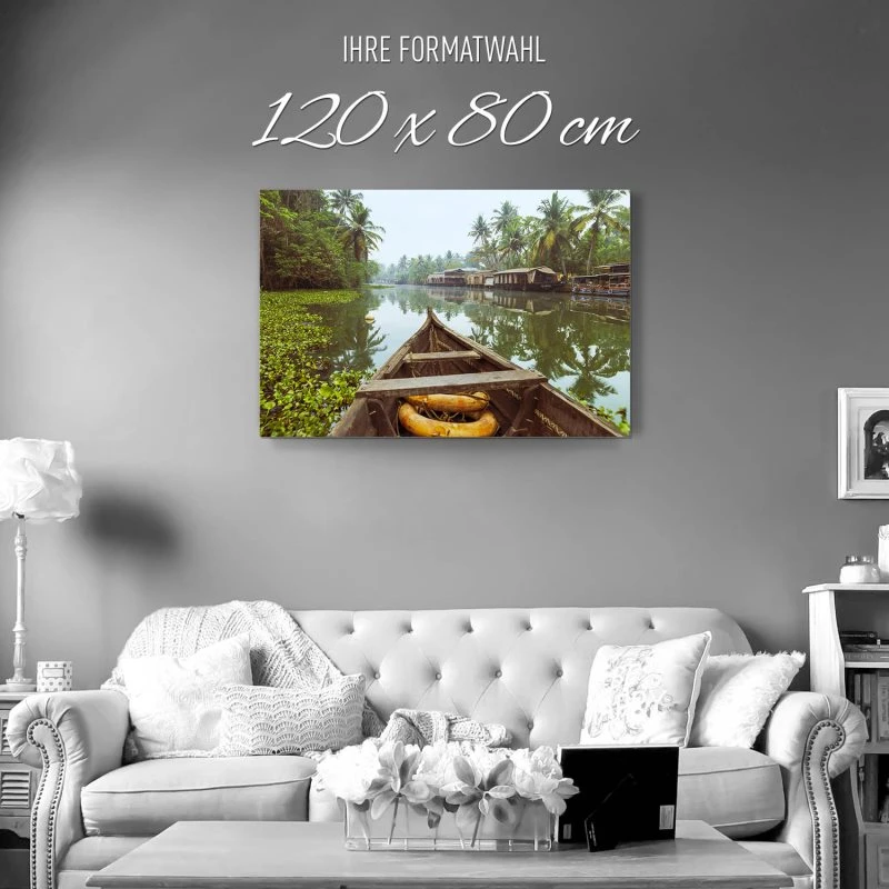 Flüsse & Seen Kumarakom Indien als Alu-Dibond Bild 120x80cm