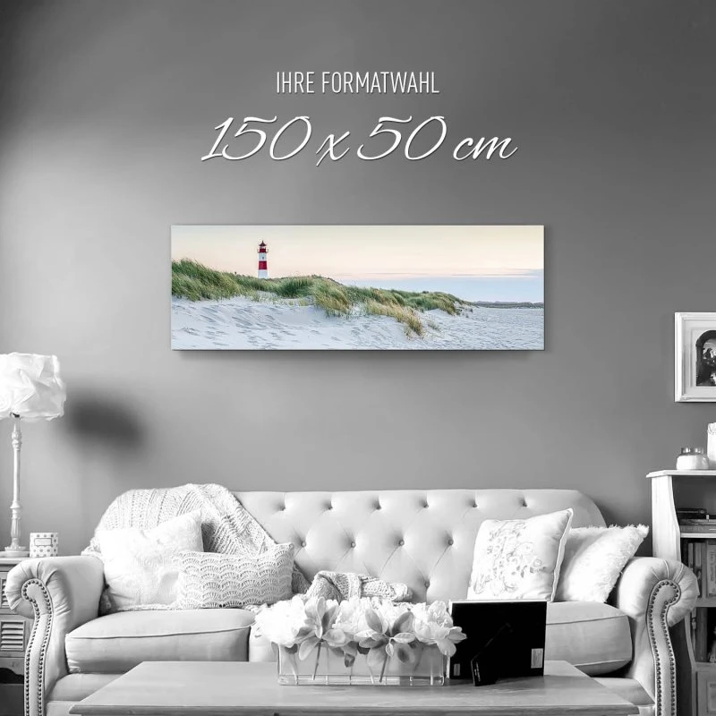 Alu-Dibond Bild 150x50cm groß Strand & Meer Leuchtturm List-Ost