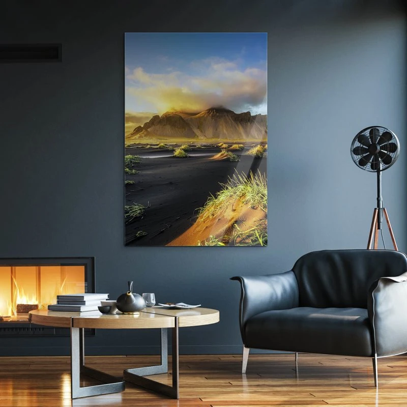 Berge & Gebirge im XXL Hochformat, Vestrahorn Island als Acrylglasbild 100x150cm