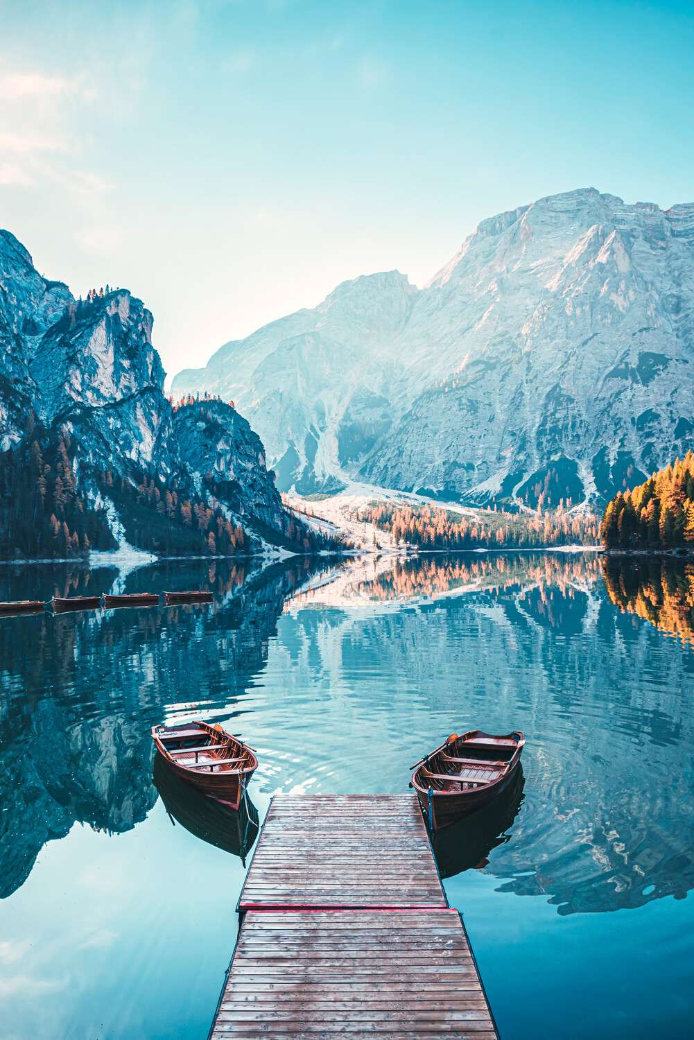 Poster 40x60cm im Hochformat, Pragser Wildsee Dolomiten Berge & Gebirge