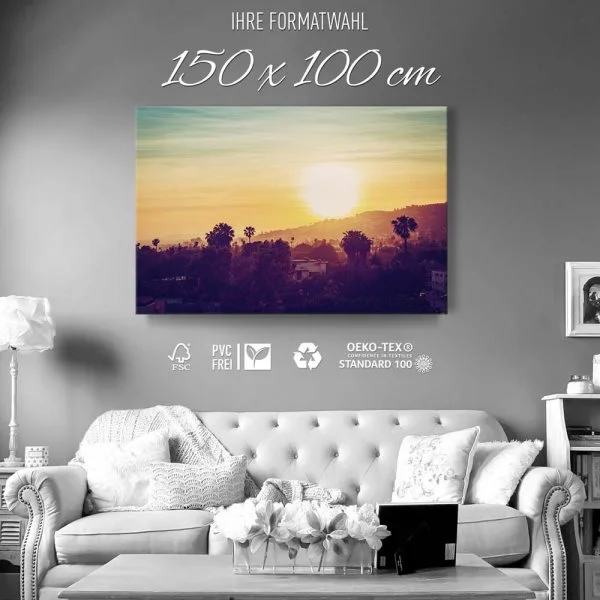 Keilrahmenbild 150x100cm, Skyline Los Angeles sunset