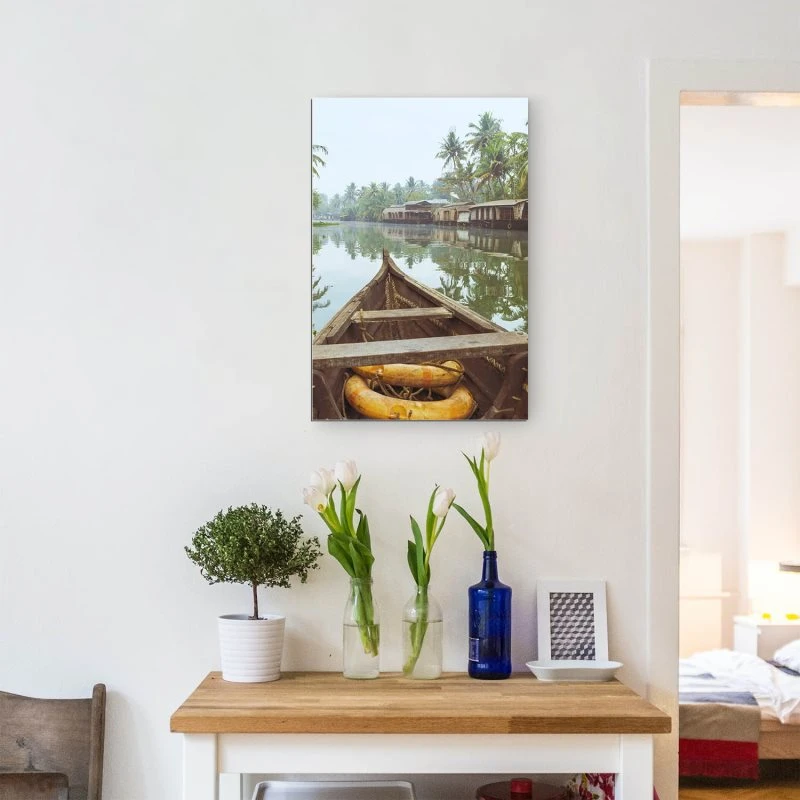 Alu-Dibond Bild im Hochformat, Flüsse & Seen Kumarakom Indien 80x120cm