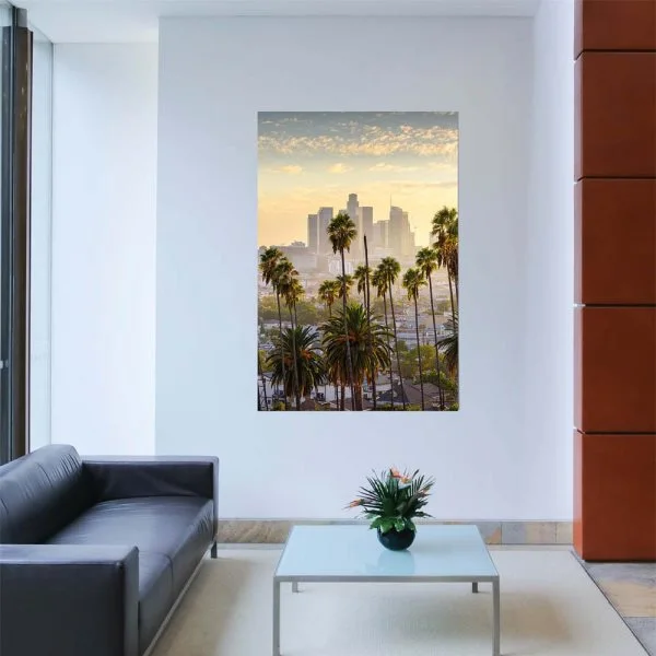 Poster 60x90cm im Hochformat, Los Angeles Palmen Skyline