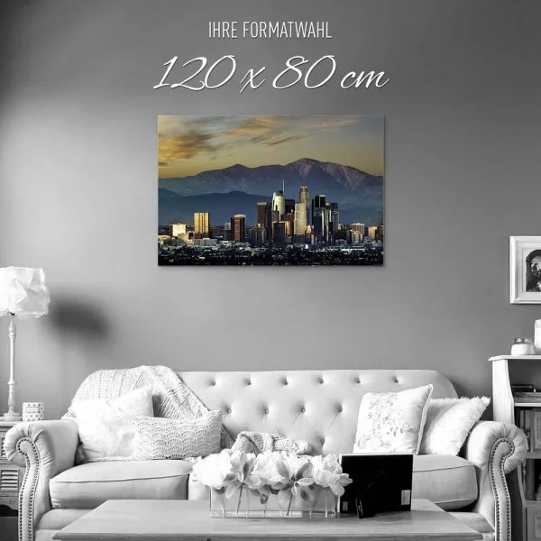 Skyline Los Angeles by night als Alu-Dibond Bild 120x80cm