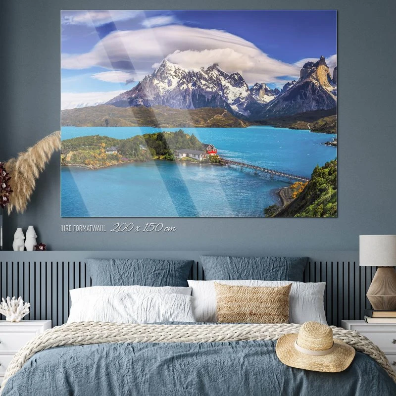 Berge & Gebirge Lake Pehoe Patagonien als Acrylglasverbund Bild 200x150cm