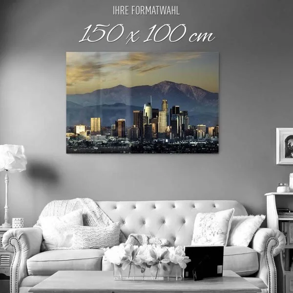 Skyline Los Angeles by night als Acrylglasverbund Bild 150x100cm