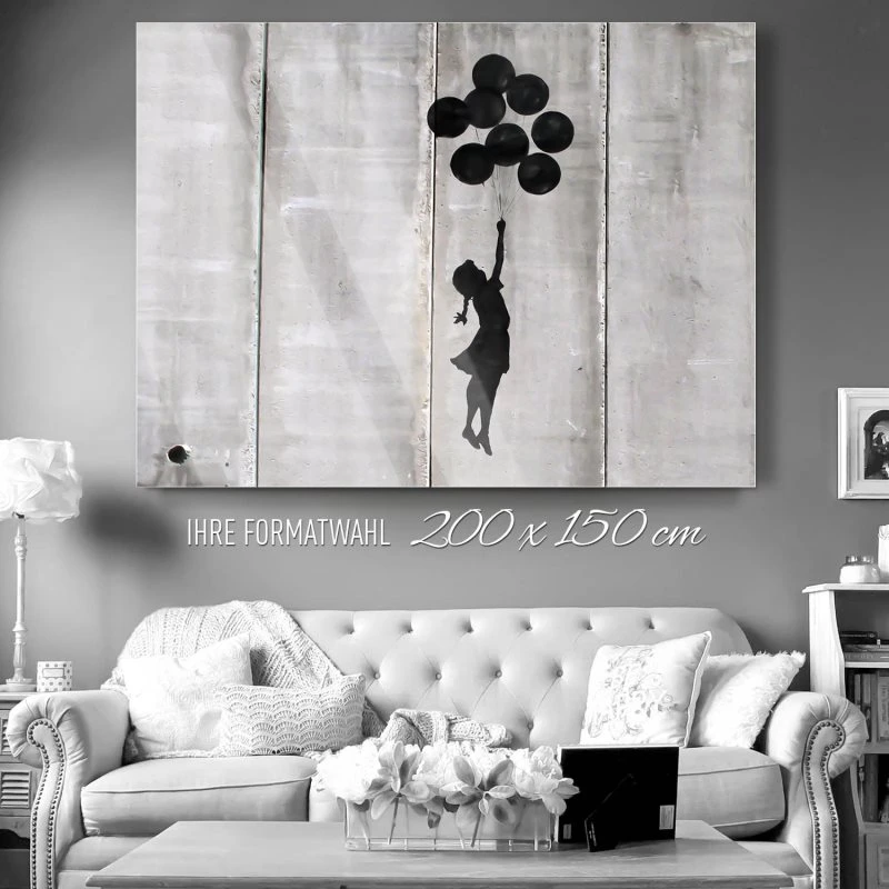 200x150cm großes Acrylglasbild, Banksy Girl with ballons