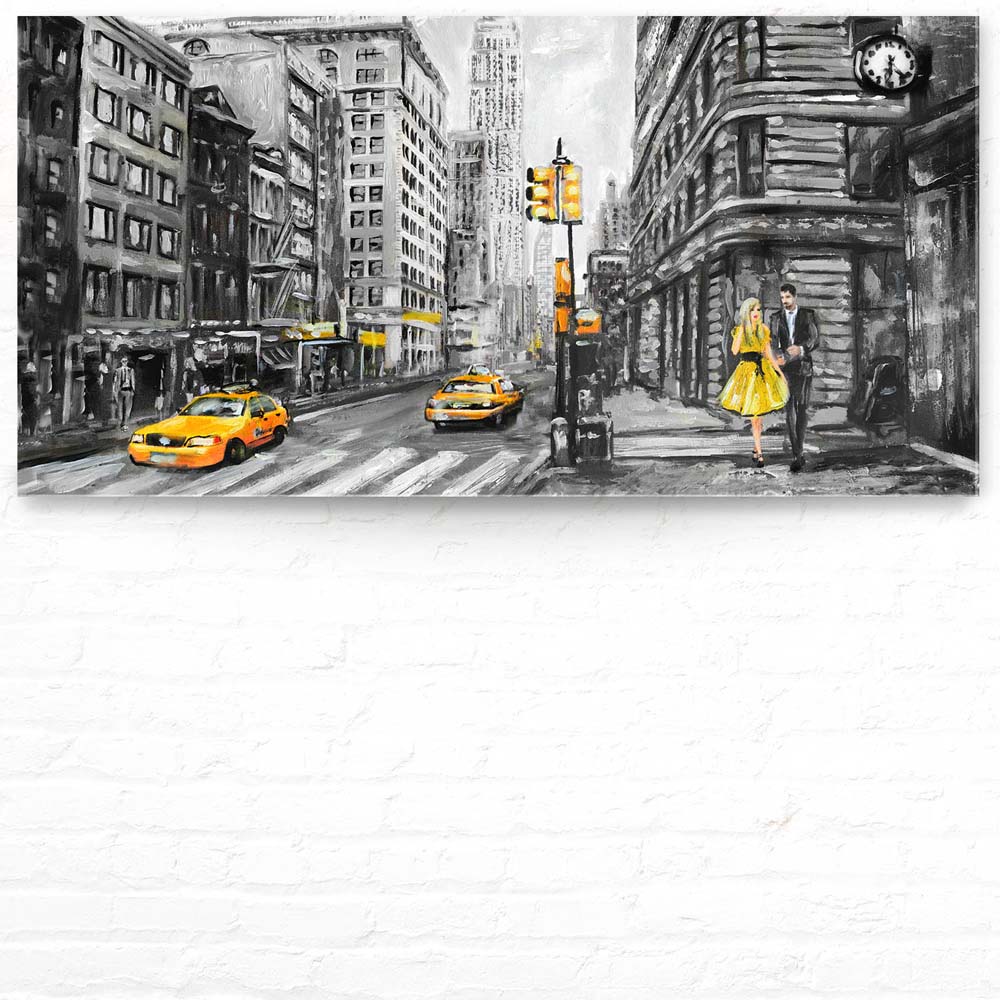 Panorama Acrylglasbild 180x90cm Skyline New York wie gemalt