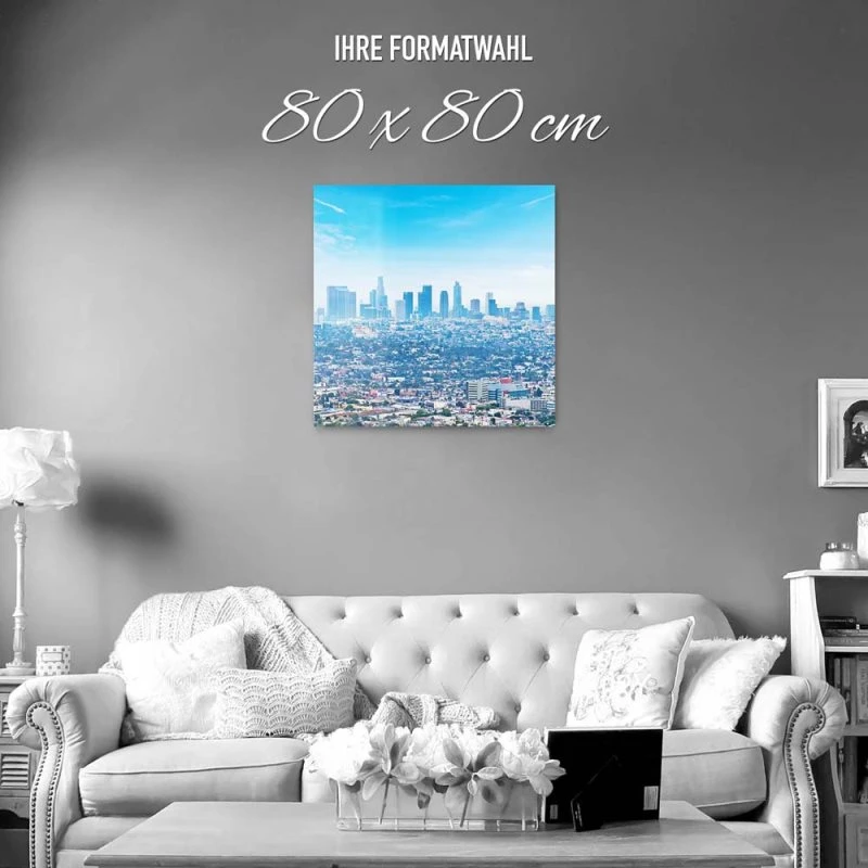 Skyline Los Angeles Panorama als Acrylglas Bild 80x80cm