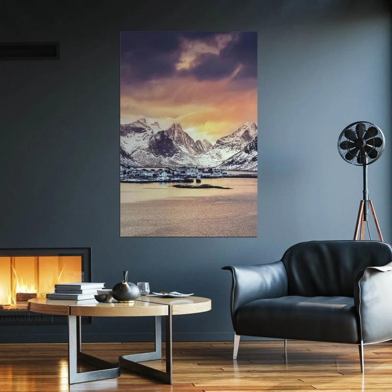 Poster 40x60cm im Hochformat, Winter in Norwegen Berge & Gebirge