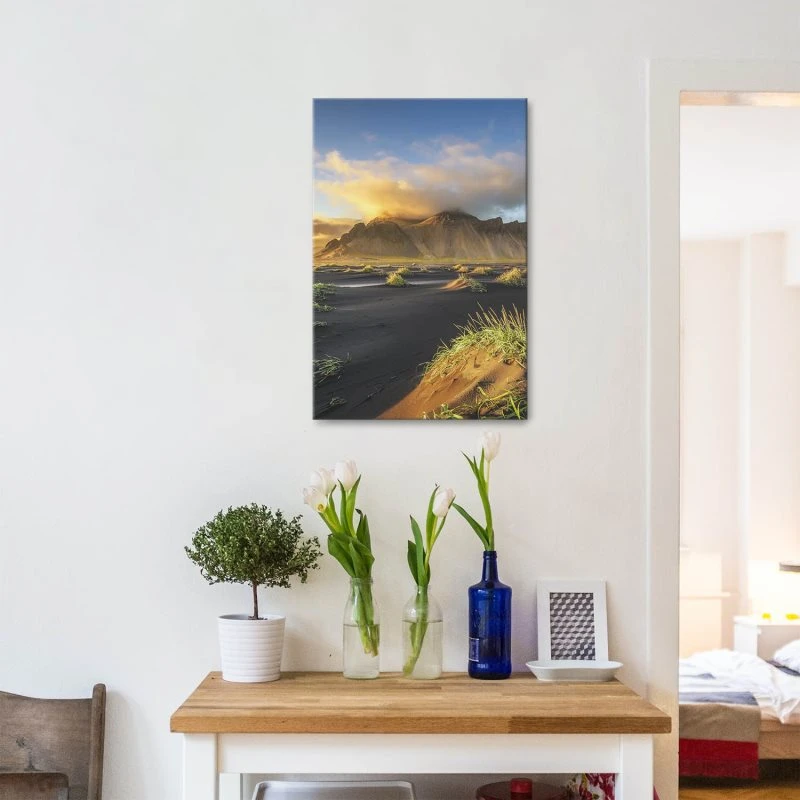 Leinwandbild 40x60cm Hochformat, Berge & Gebirge Vestrahorn Island