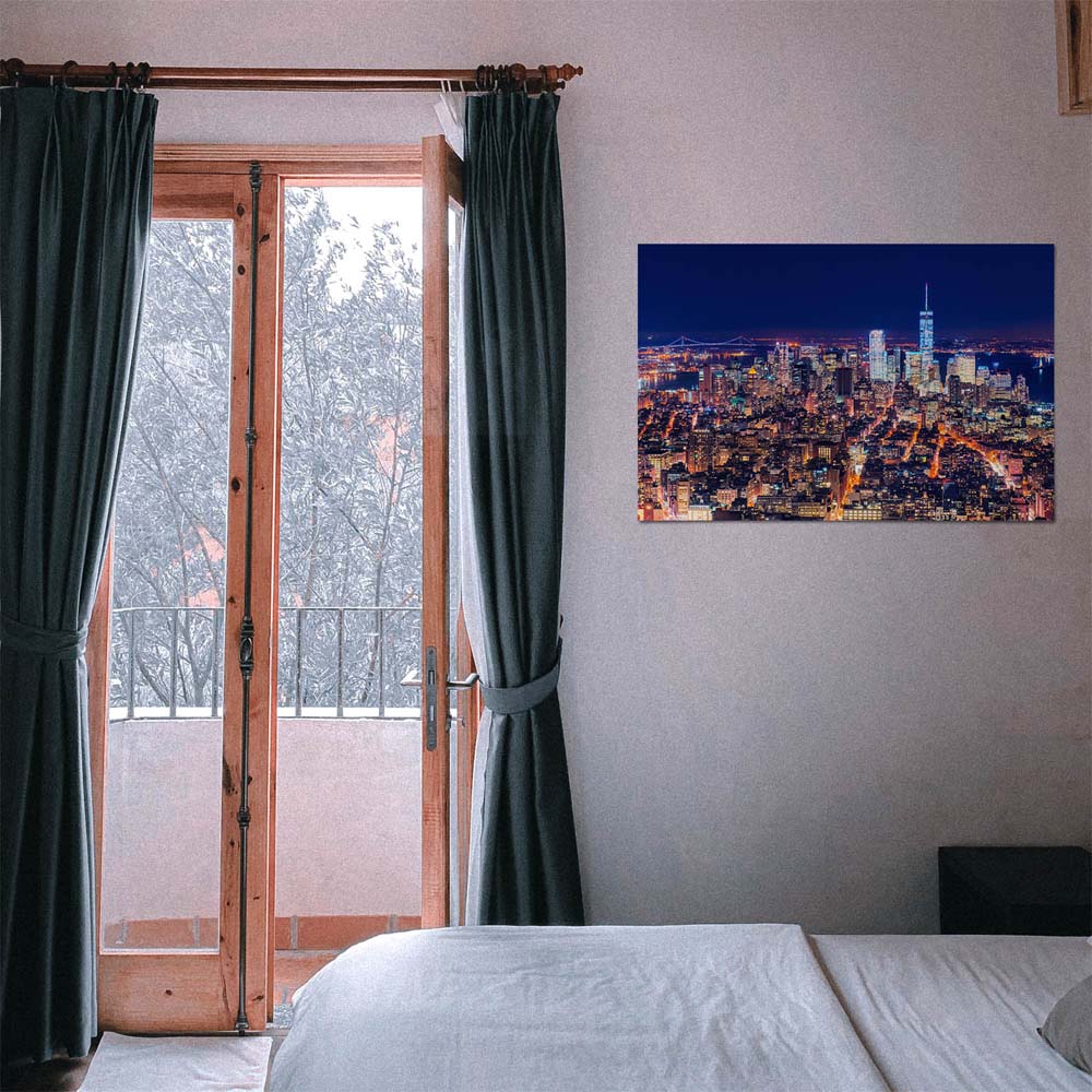 Poster Manhatten bei Nacht Skyline, 100x75cm groß