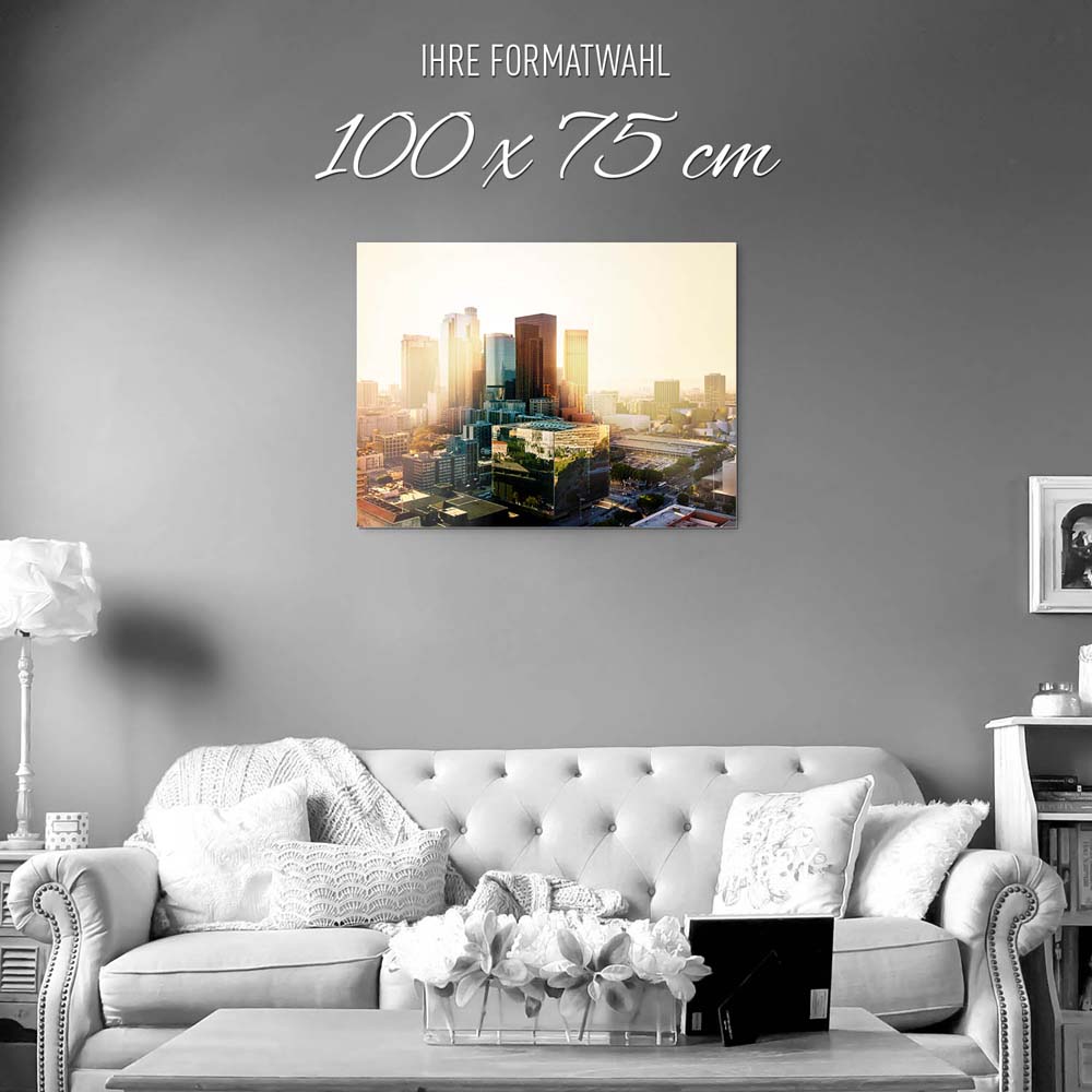 Skyline Los Angeles Sunset als Acrylglasverbund Bild 100x75cm
