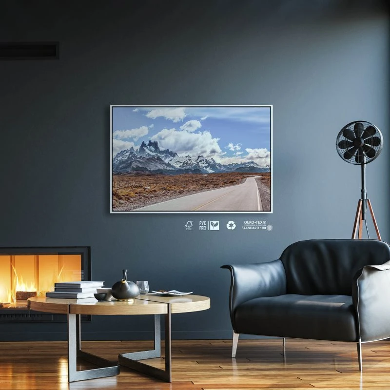 Berge & Gebirge Fitz Roy im weißen Bilderrahmen, 120x80cm