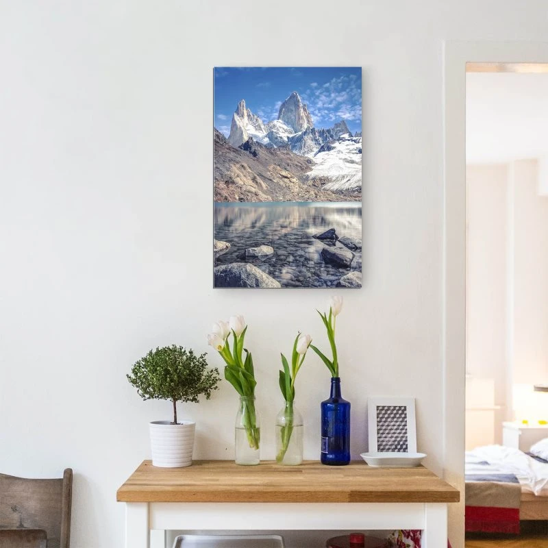 XXL Berge & Gebirge Alu-Dibond Bild im Hochformat 100x150cm, Motiv Fitz Roy und  Cerro Torre