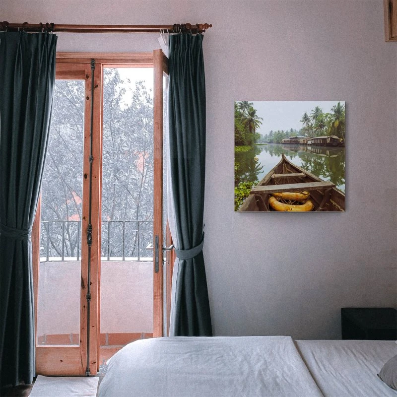 Flüsse & Seen Kumarakom Indien als Alu-Dibond Bild 80x80cm