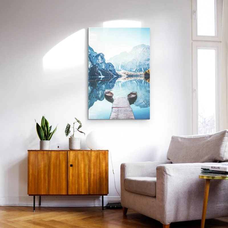 Berge & Gebirge Pragser Wildsee Dolomiten im Hochformat als Acrylglasverbund Bild 60x90cm