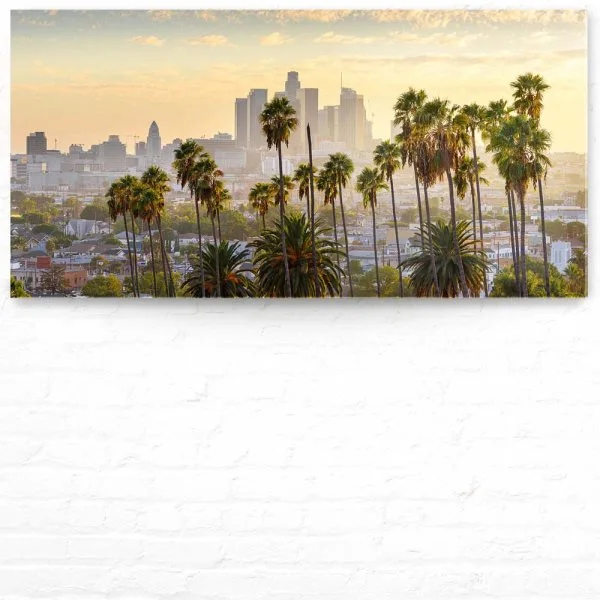 Skyline Los Angeles Palmen als Acrylglas Bild 120x60cm
