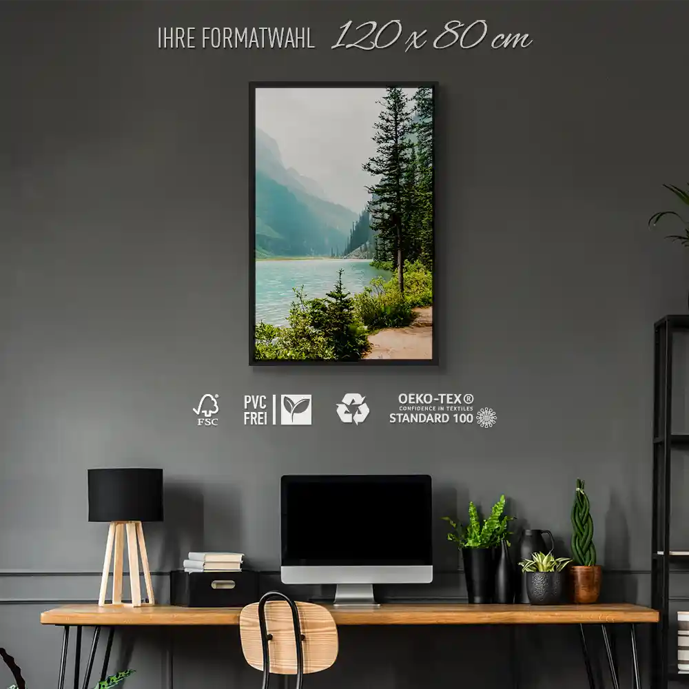 Flüsse & Seen Banff National Park Kanada im Hochformat 80x120cm mit schwarzen Bilderrahmen