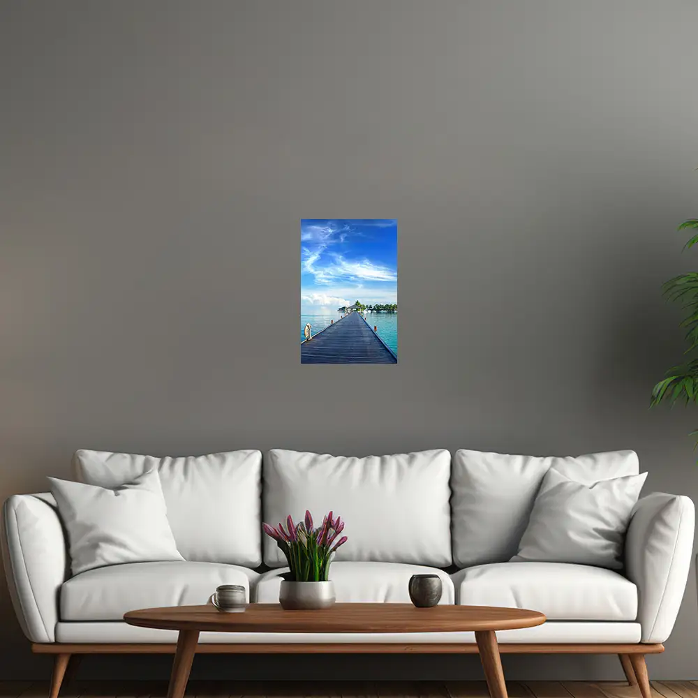 Poster 40x60cm im Hochformat, Steg zur Insel Strand & Meer