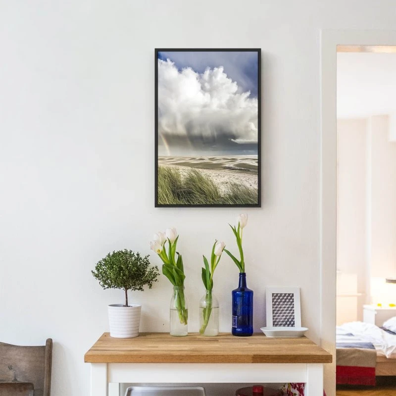 Strand & Meer Wattenmeer Nordsee im Hochformat 60x90cm mit schwarzen Bilderrahmen