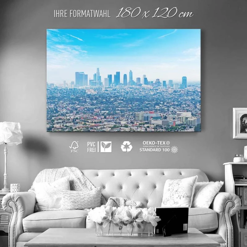 Skyline Los Angeles Panorama als Keilrahmenbild 180x120cm