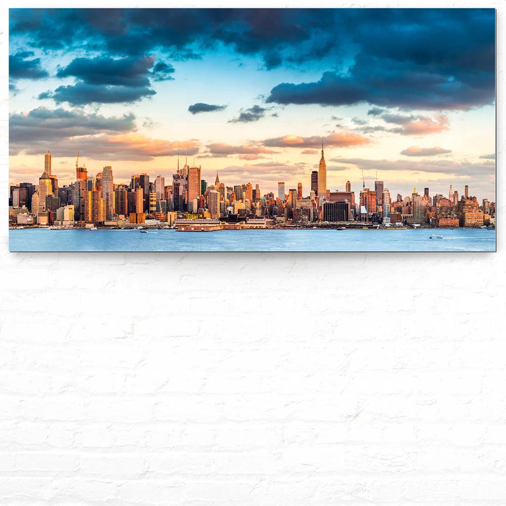 Skyline Panorama von New York als Alu-Dibond Bild 120x60cm