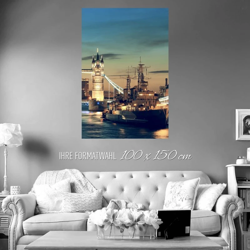 Flüsse & Seen London Themse Tower Bridge Poster XXL 100x150cm im Hochformat